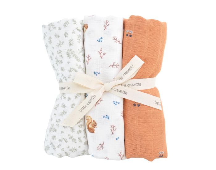 LITTLE CREVETTE Lot de 3 Langes Bb - Automne