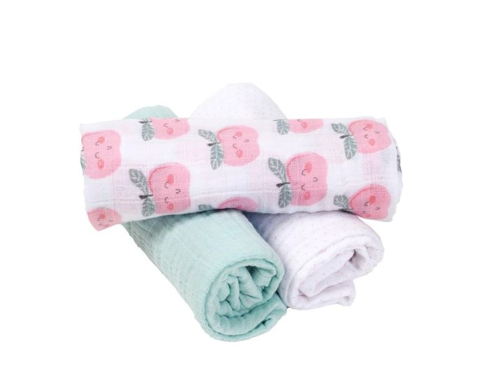 LITTLE CREVETTE Lot de 3 Langes B�b� - Pomme d'Amour