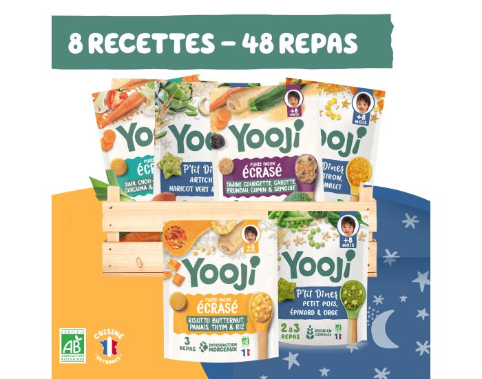 YOOJI Pack Sp�cial Pur�es Ecras�es Bio - Midi et Soir - 40 Repas - D�s 8 mois