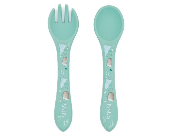 SASSI JUNIOR Set Fourchette et Cuill�re en Silicone - Animaux