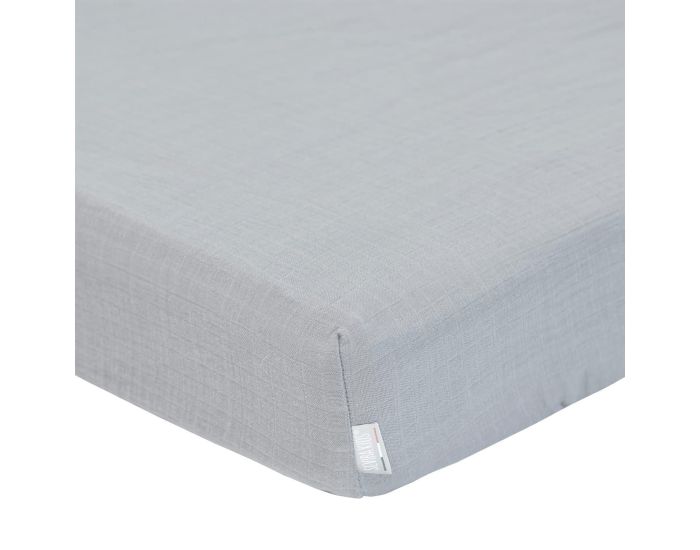 SEVIRA KIDS Drap Housse en Gaze de Coton - � Carreaux - Gris Clair