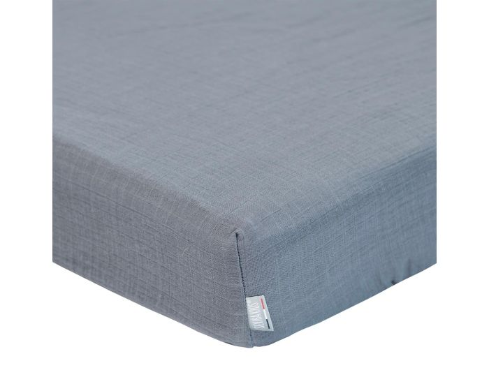 SEVIRA KIDS Drap Housse en Gaze de Coton - � Carreaux - Gris