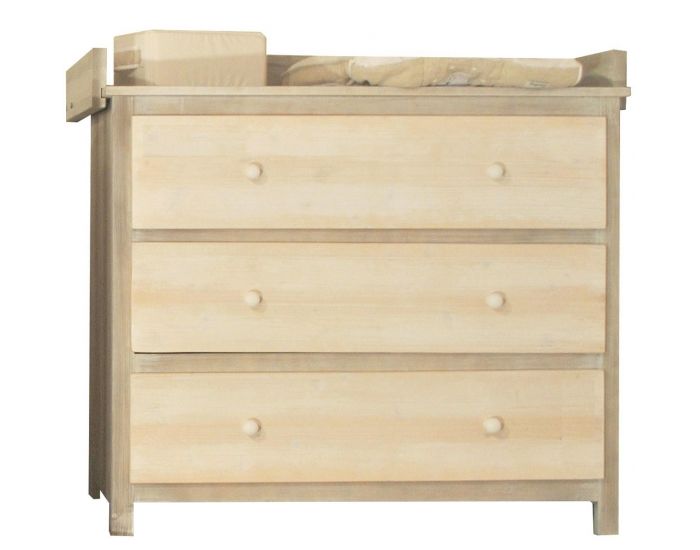 LA CABANE DE CALYS Commode 3 tiroirs + Plan  langer - Natur Wood
