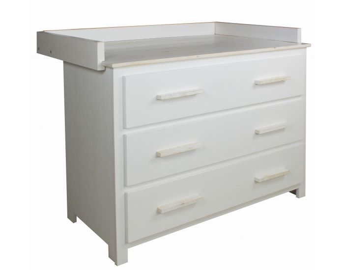 LA CABANE DE CALYS Commode 3 tiroirs + Plan  langer - Norwood - Lasur Blanc Lasur Blanc