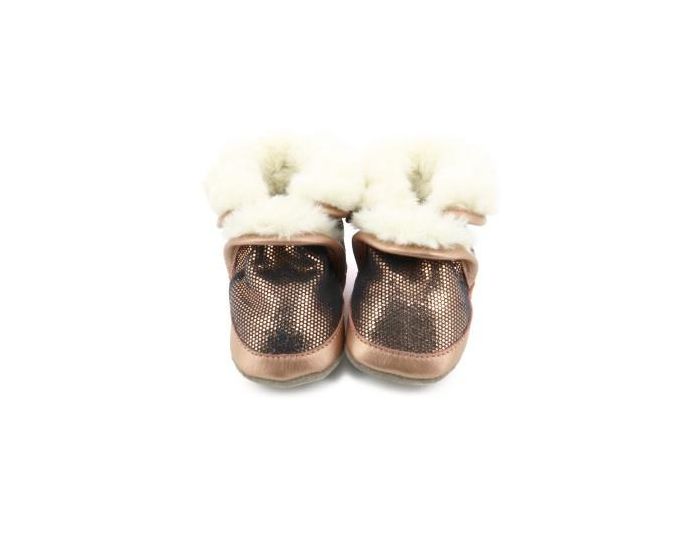 ROBEEZ Chaussons Fourr�s Cool Boot Rose M�tal - 0/6 mois