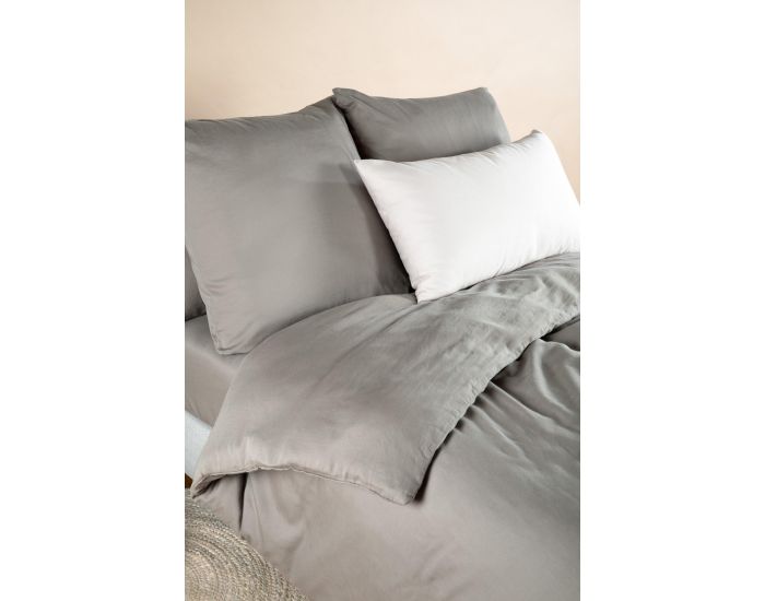 KADOLIS Housse de Couette Pur Coton Bio - Lit 1 Personne - Gris Tourterelle