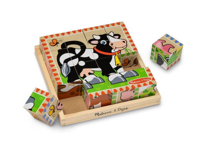 MELISSA & DOUG Cubes en Bois - Animaux de la Ferme - D�s 3 ans 