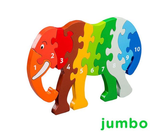 LANKA KADE Puzzle en bois jumbo Elphant Chiffres 1-10 - Ds 10 mois