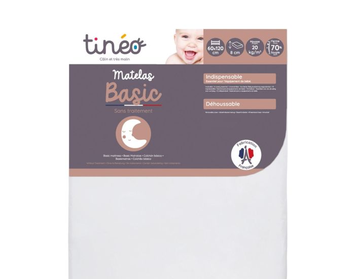 TINEO Matelas B�b� Basic - D�houssable -  60x120 cm 