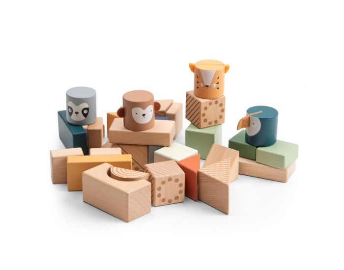 SEBRA Jeu � Empiler en Bois - Animaux - D�s 10 mois