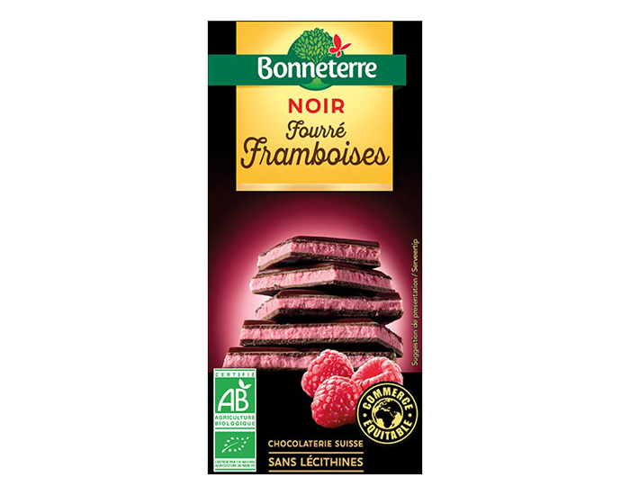 BONNETERRE Chocolat Noir Fourré Framboise - 100 g