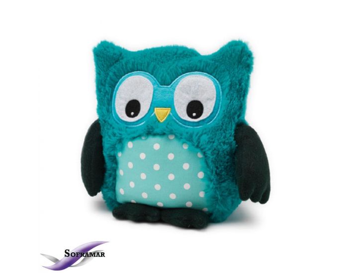 SOFRAMAR Bouillotte Peluche Naturelle Hibou Turquoise HOOTY