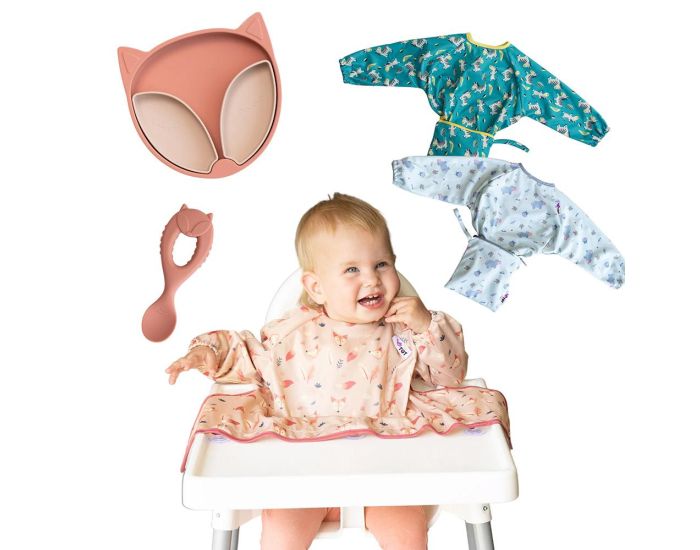 TIDY TOT Coffret La DIVERSIFICATION - 3 Bavoirs Nomade + 1 Assiette + 1 Cuill�re 