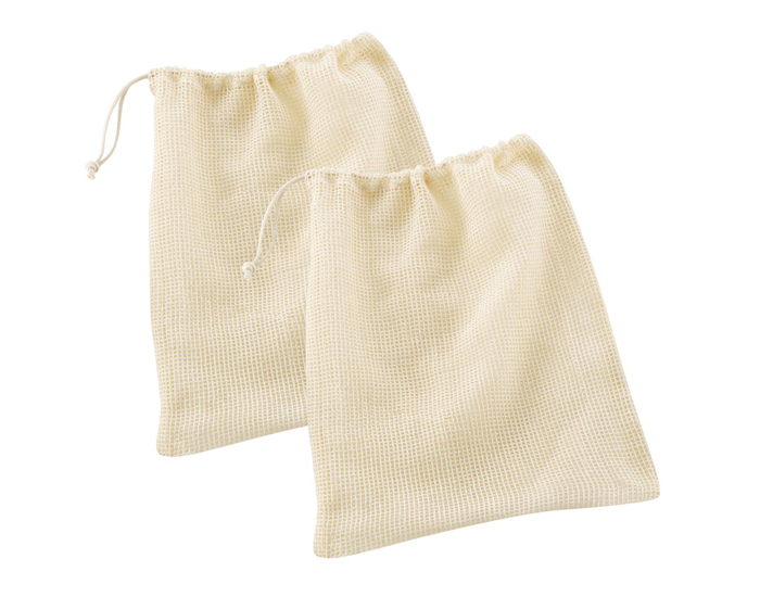 LIVING CRAFTS Lot de 2 Sacs Filet Fruits et Lgumes en Coton Bio - 32 x 38 cm