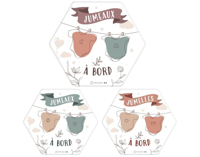 IRREVERSIBLE BIJOUX Adh�sif ou Autocollant B�b� � Bord - Jumeaux � Bord Bodys