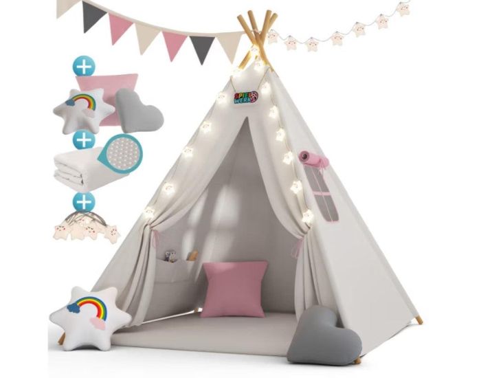 SPIELWERK Tipi pour enfant Cr�me 160x120x120cm