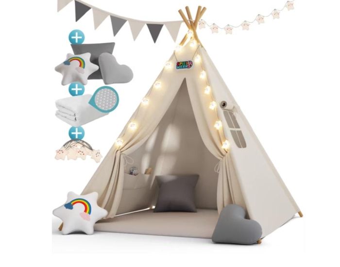 SPIELWERK Tipi pour Enfant - Cr�me - 160 x 120 x 120 cm