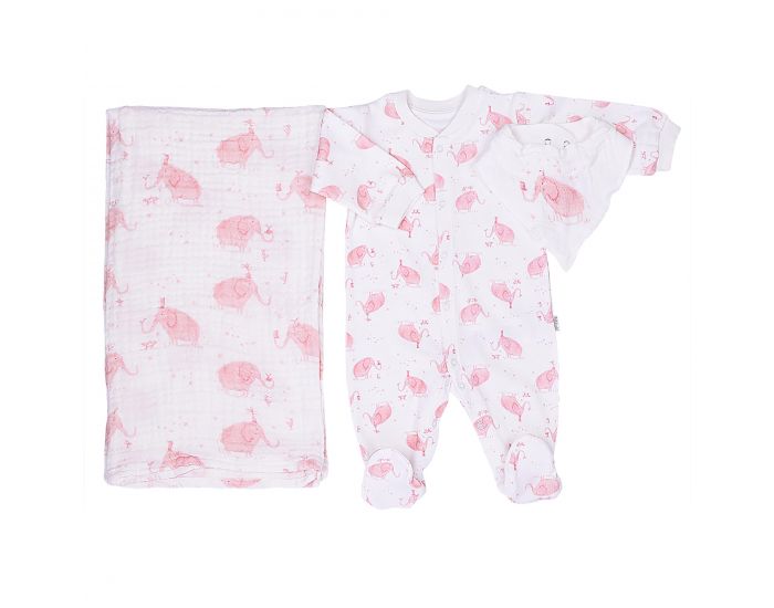 SEVIRA KIDS Kit Dors-Bien + Bandana + Lange - Elphants Roses