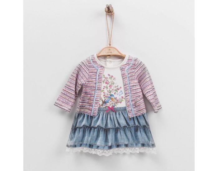 SEVIRA KIDS Robe bb en coton biologique de 3 mois  2 ans - Impression 3D - Collection Camille Bla