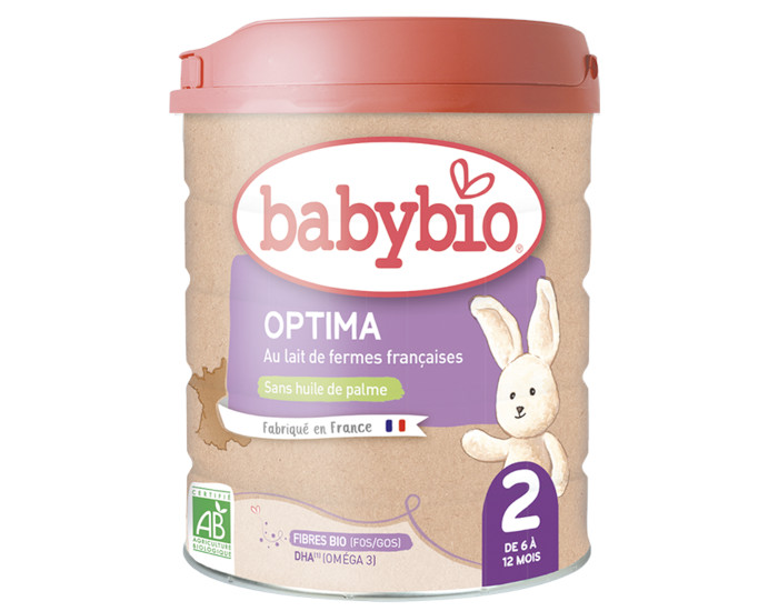 BABYBIO Lait de Suite 2 Optima - De 6 à 12 mois - 800 g Lot de 3 