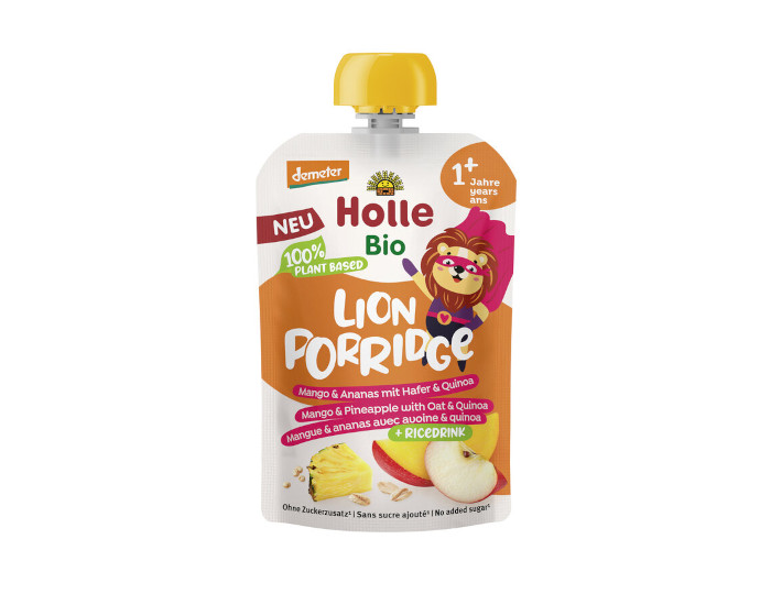 HOLLE Lion Porridge - Gourde Mangue et Ananas - 110 g - Ds 12 mois
