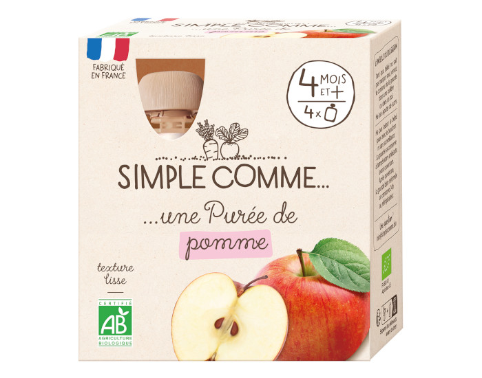 SIMPLE COMME Compote  la Pomme - Ds 4 mois- 4x85g