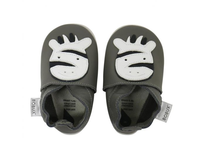 BOBUX Giants Chaussons Bb Soft Soles en cuir - Zbre gris
