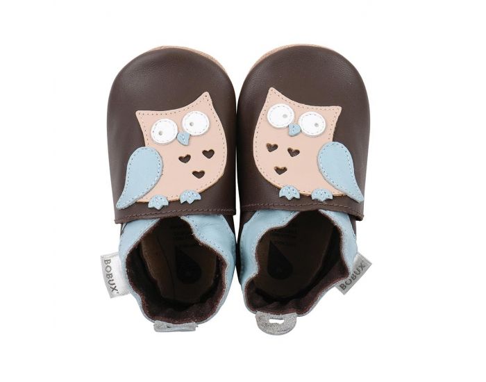 BOBUX Chaussons Bb Soft Soles en cuir - Hibou Brun