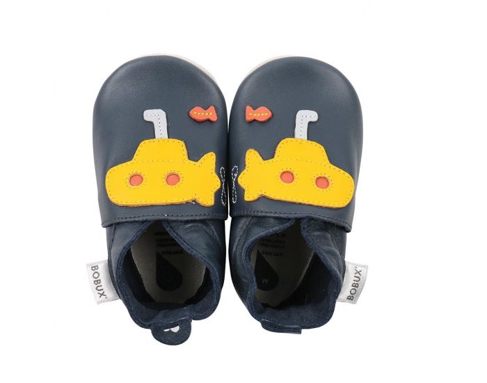 BOBUX Giants Chaussons Bb Soft Soles en cuir - Sous-marin Marine