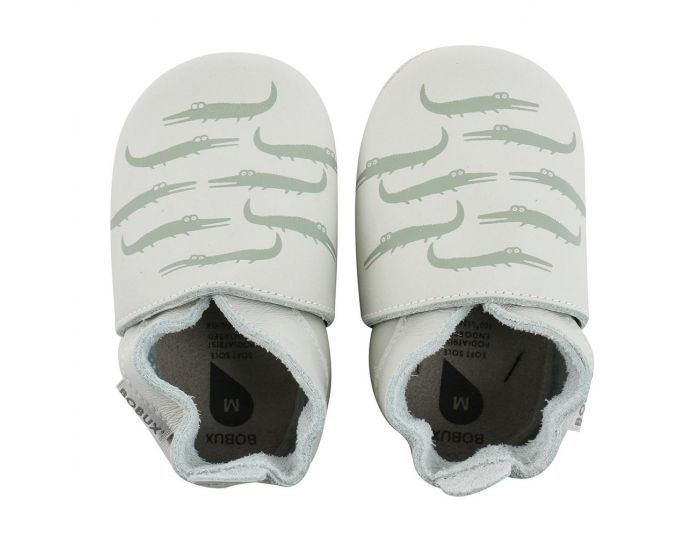 BOBUX Chaussons Bb Soft Soles en cuir - Menthe crocodile imprim