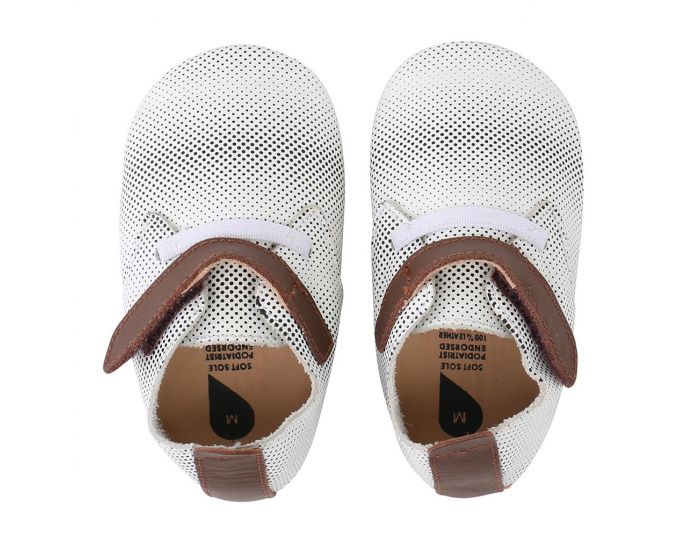 BOBUX Chaussons Bb Soft Soles en cuir - Blanc pois noirs Trainer