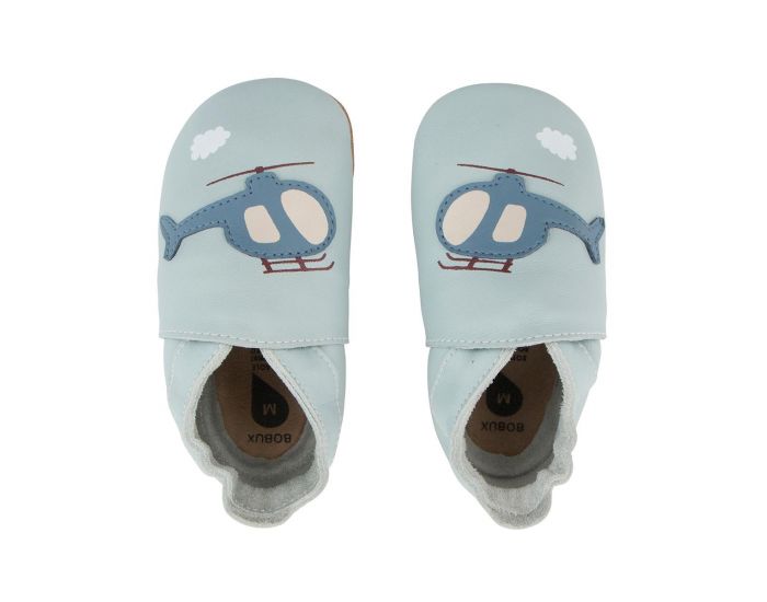BOBUX Chaussons Bb Soft Soles en cuir - Bleu Hlicoptre