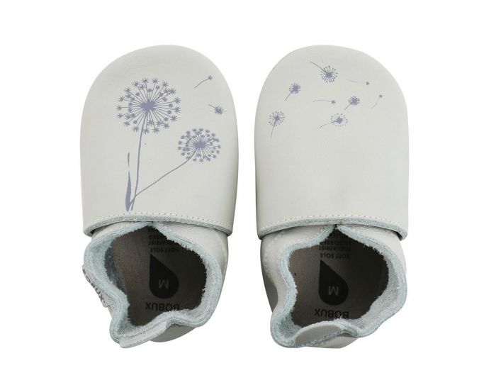 BOBUX Chaussons Bb Soft Soles en cuir - Blanc pissenlit imprim