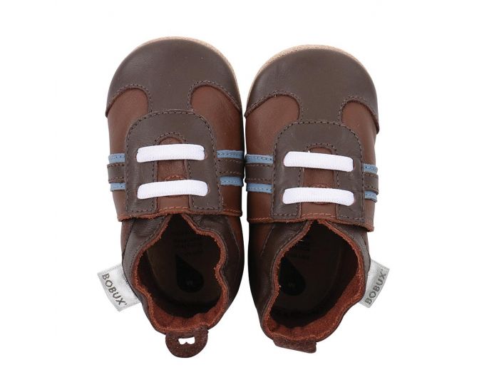 BOBUX Chaussons Bb Soft Soles en cuir - Sport Brun Bleu