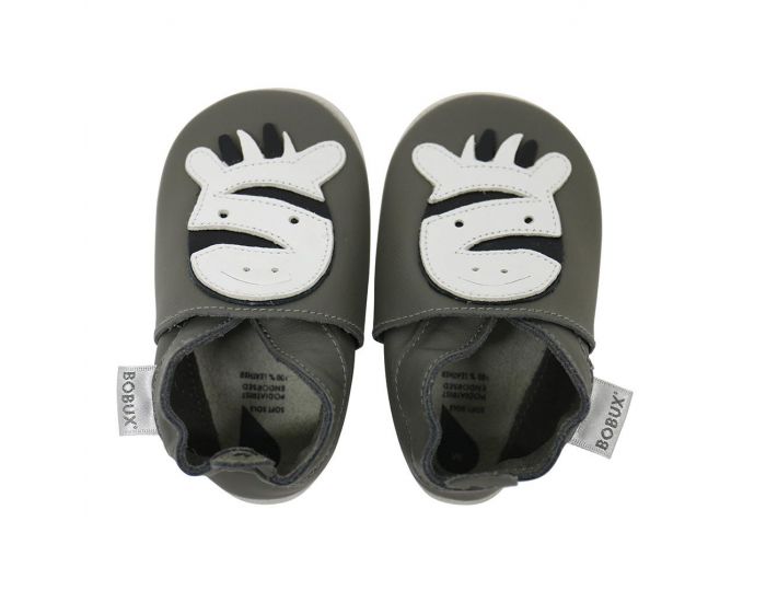 BOBUX Chaussons Bb Soft Soles en cuir - Zbre Gris