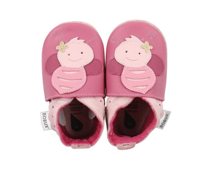 BOBUX Giants Chaussons Bb Soft Soles en cuir - Abeille rose