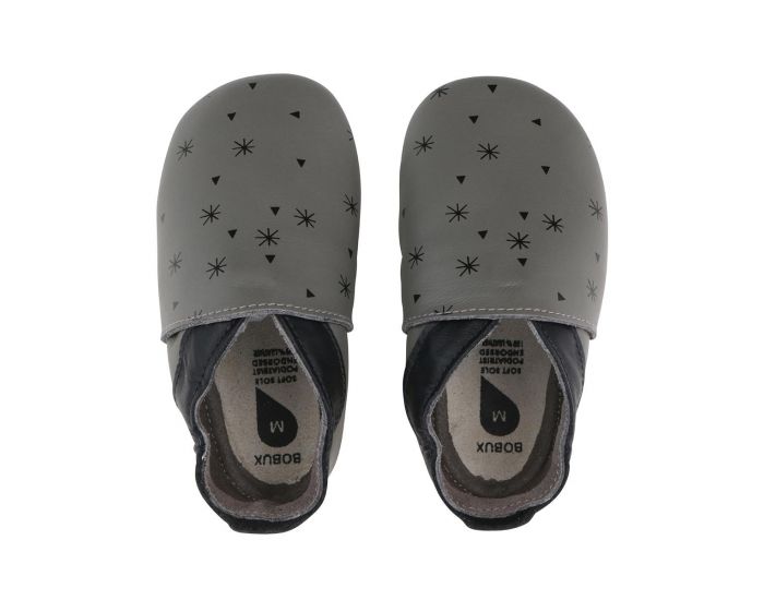 BOBUX Chaussons Bb Soft Soles en cuir - Flocons Gris