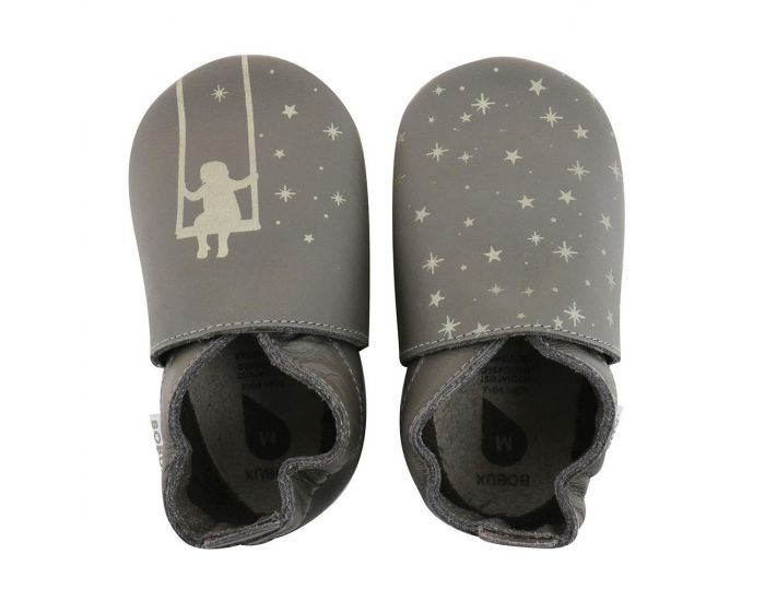 BOBUX Chaussons Bb Soft Soles en cuir - Gris balanoire