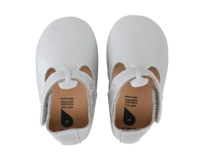 BOBUX Chaussons Bb Soft Soles en cuir - T-bar argent