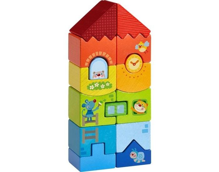 HABA Jeu d'encastrement Gratte-Ciel des animaux - Ds 18 mois