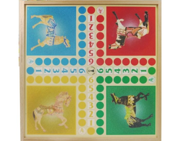 JURABUIS Coffret 4 jeux en bois - Maison CHAVET (dames dadas oies marelle 330 mm)