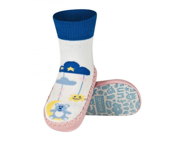 SEVIRA KIDS Chaussons Chaussettes avec Semelle en V�ritable Cuir - Antid�rapants -  R�ve