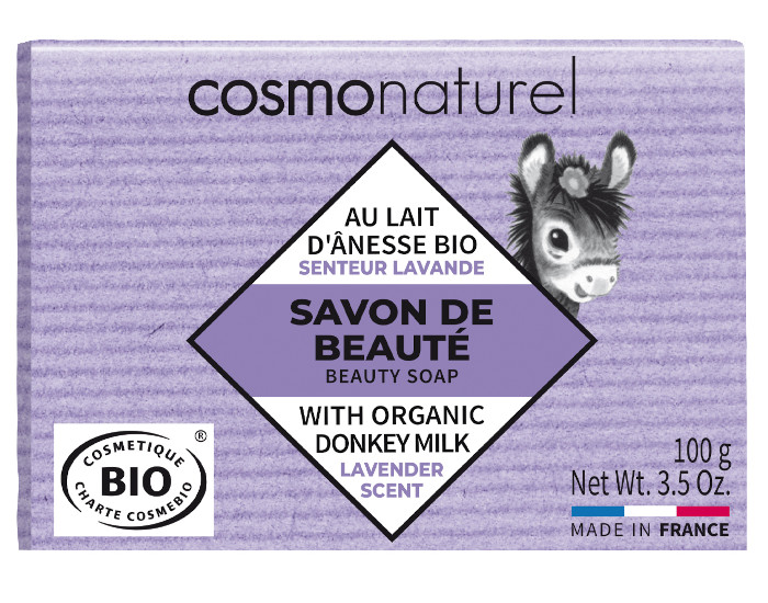 COSMO NATUREL Savon au Lait d'nesse - Lavande - 100 g