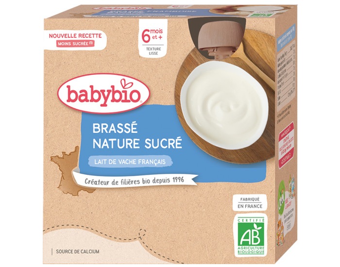 BABYBIO Gourde Lacté Brassé - Dès 6 Mois - 4 x 85g