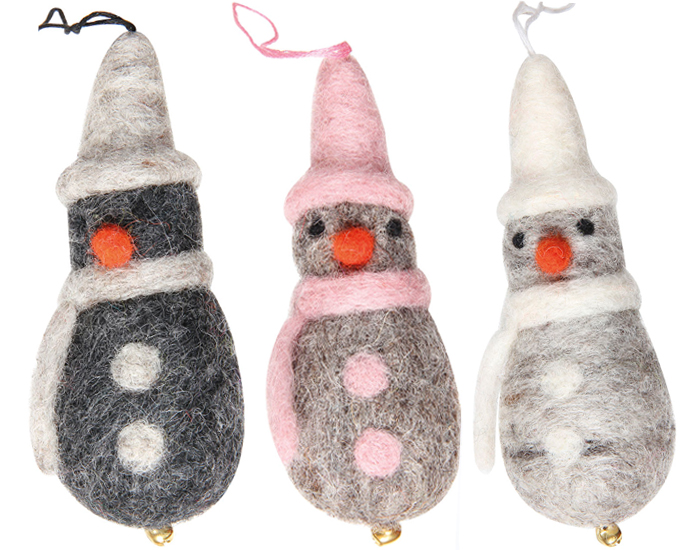 Set de 3 Suspensions Bonhommes de Neige