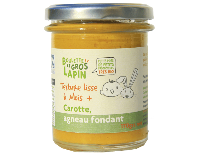 BOULETTE ET GROS LAPIN Petit Pot Carotte Agneau - Ds 6 mois - 170 g
