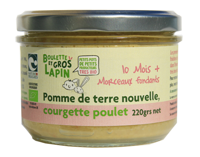 BOULETTE ET GROS LAPIN Petit Pot Pommes de Terre Nouvelles Courgette Poulet - Ds 10 mois - 220 g