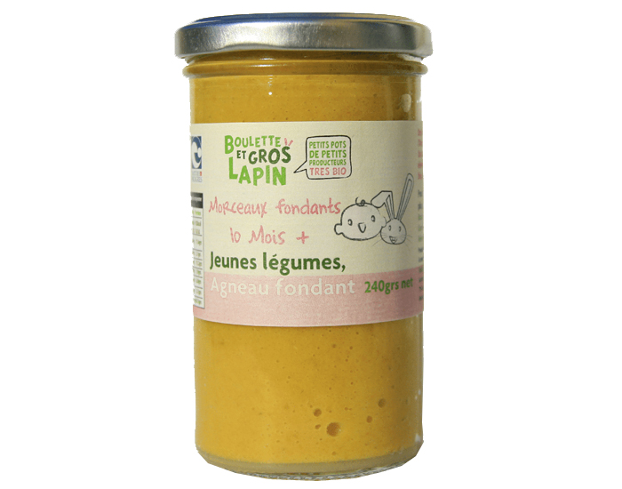 BOULETTE ET GROS LAPIN Petit Pot Jeunes Lgumes Agneau Fondant - Ds 10 mois - 240 g