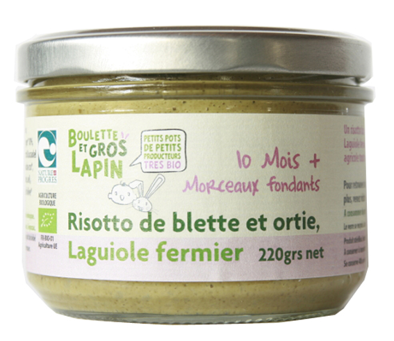 BOULETTE ET GROS LAPIN Petit Pot Risotto Blette Ortie au Laguiole Fermier - Ds 10 mois - 220 g