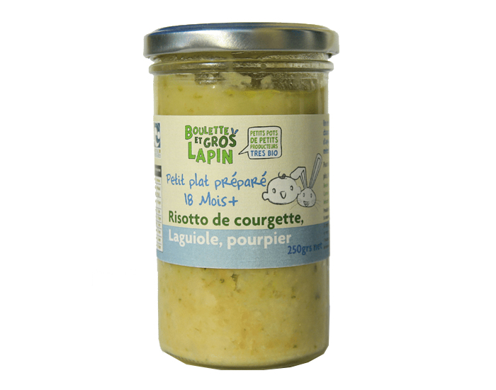 BOULETTE ET GROS LAPIN Petit Pot Risotto de Courgette, Laguiole et Pourpier - Ds 18 mois - 250 g
